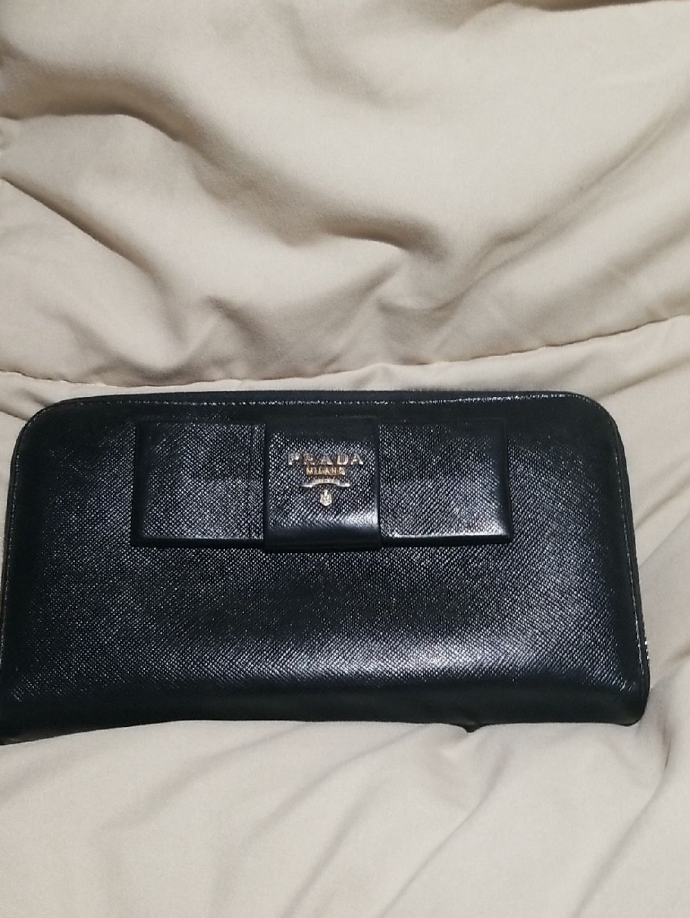 Prada Bow Zip Around Long Wallet
